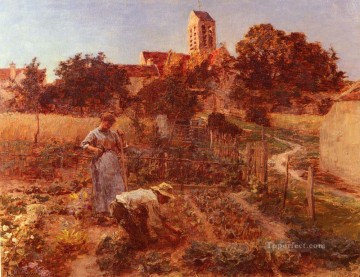Au Jardin Charteves Pres De MontSaintPere 田園風景 農民 レオン・オーギュスタン・レルミット Oil Paintings